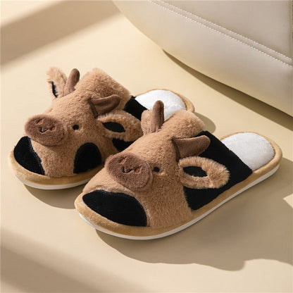 Flauschige Damen Tierpantoffeln Weich Beige