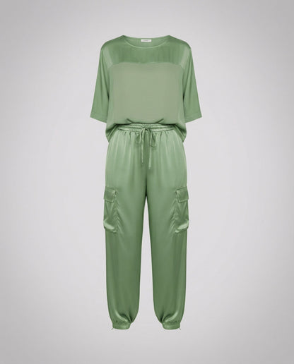 Elegante Satin Damenanzug Zweiteiler