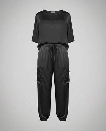 Elegante Satin Damenanzug Zweiteiler