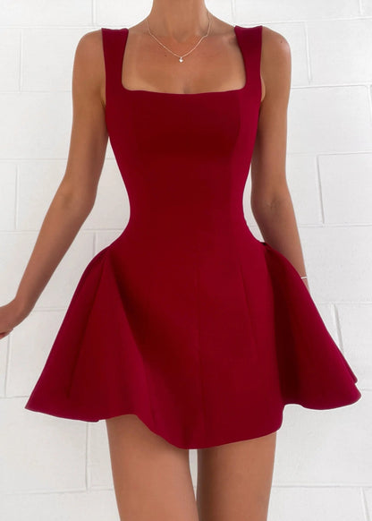 Vivienne Damen Skaterkleid Rotes A-Linie-Kleid Quadratischer - Norvielle