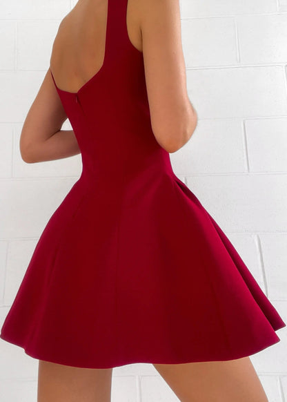Vivienne Damen Skaterkleid Rot A-Linie Quadratisch