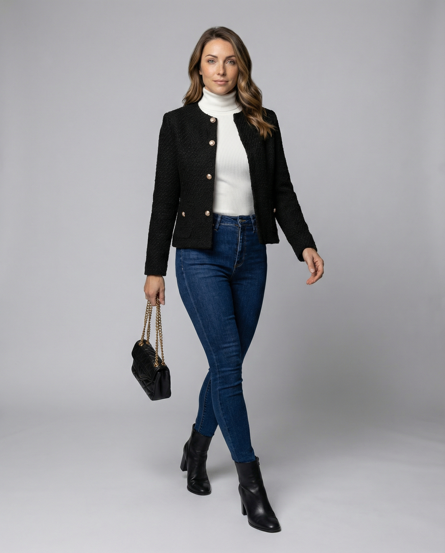 Elegante Damenjacke Einreihig Schwarz - Norvielle