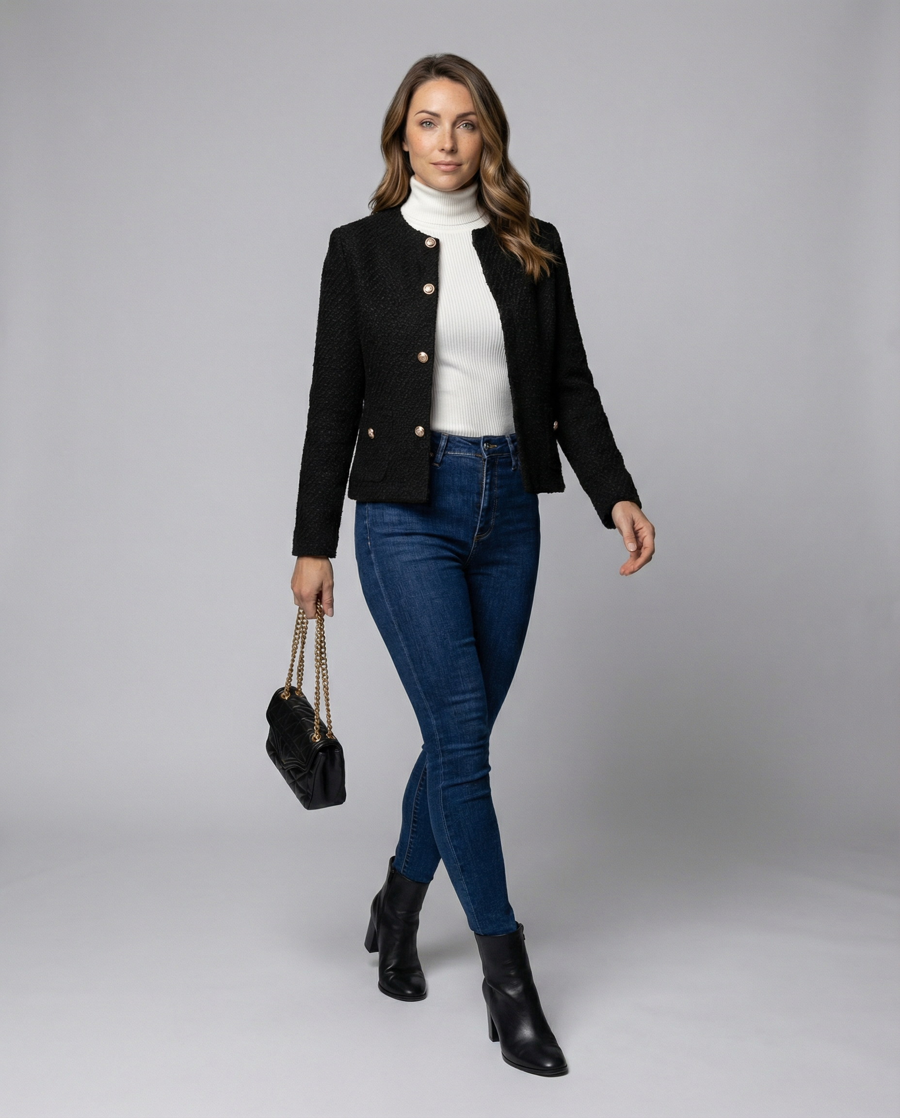 Elegante Damenjacke Einreihig Schwarz - Norvielle