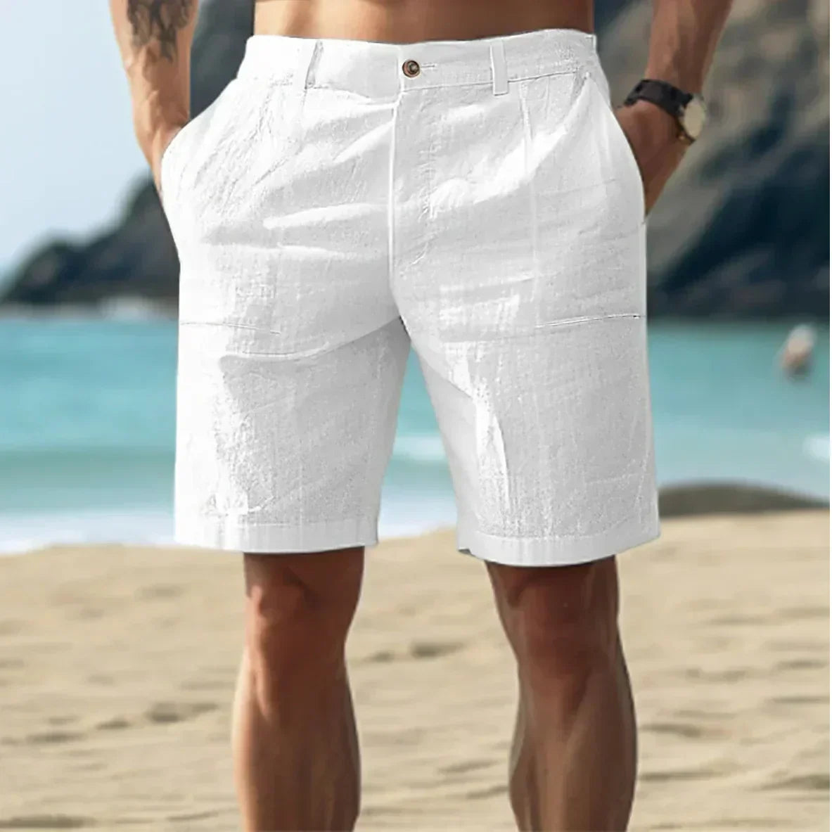 Herren Strandshorts Klassische Passform Freizeit Beige - Norvielle