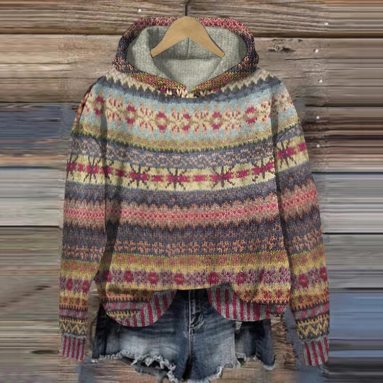 Ethno Pullover Damen Gemütlich