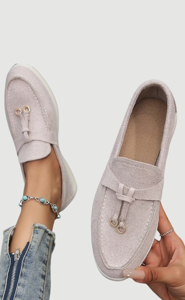 Damen Loafers Bequem Leder Schwarz - Norvielle