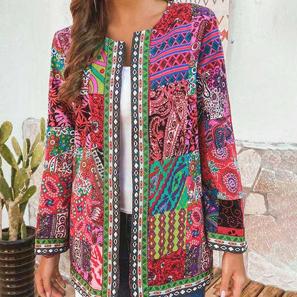 Damen Boho Patchwork Jacke