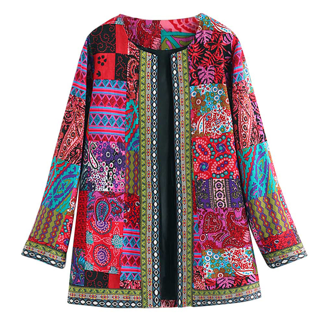 Damen Boho Patchwork Jacke