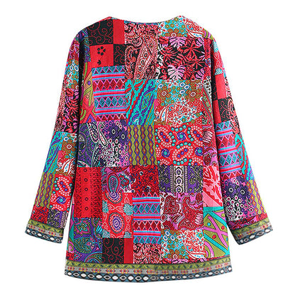 Damen Boho Patchwork Jacke