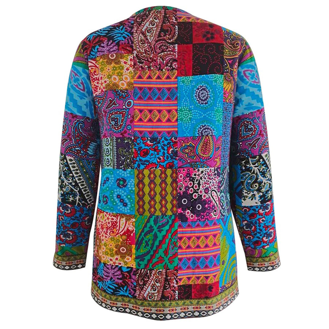 Damen Boho Patchwork Jacke