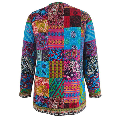Damen Boho Patchwork Jacke