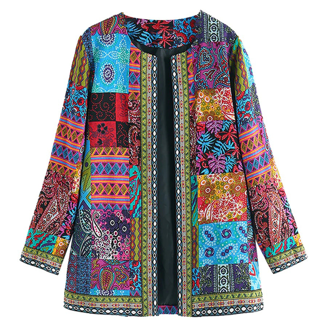 Damen Boho Patchwork Jacke