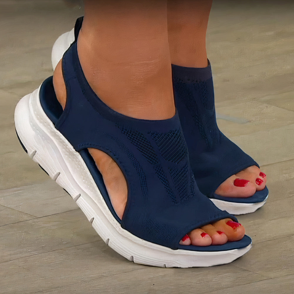 Damen Komfort-Sandalen Ergonomisch Leder Schwarz - Norvielle