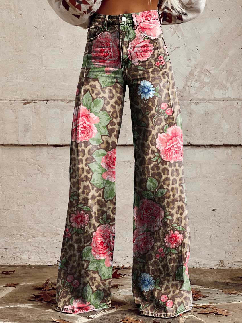 Damen Baggy Jeans Hohe Taille Weites Bein