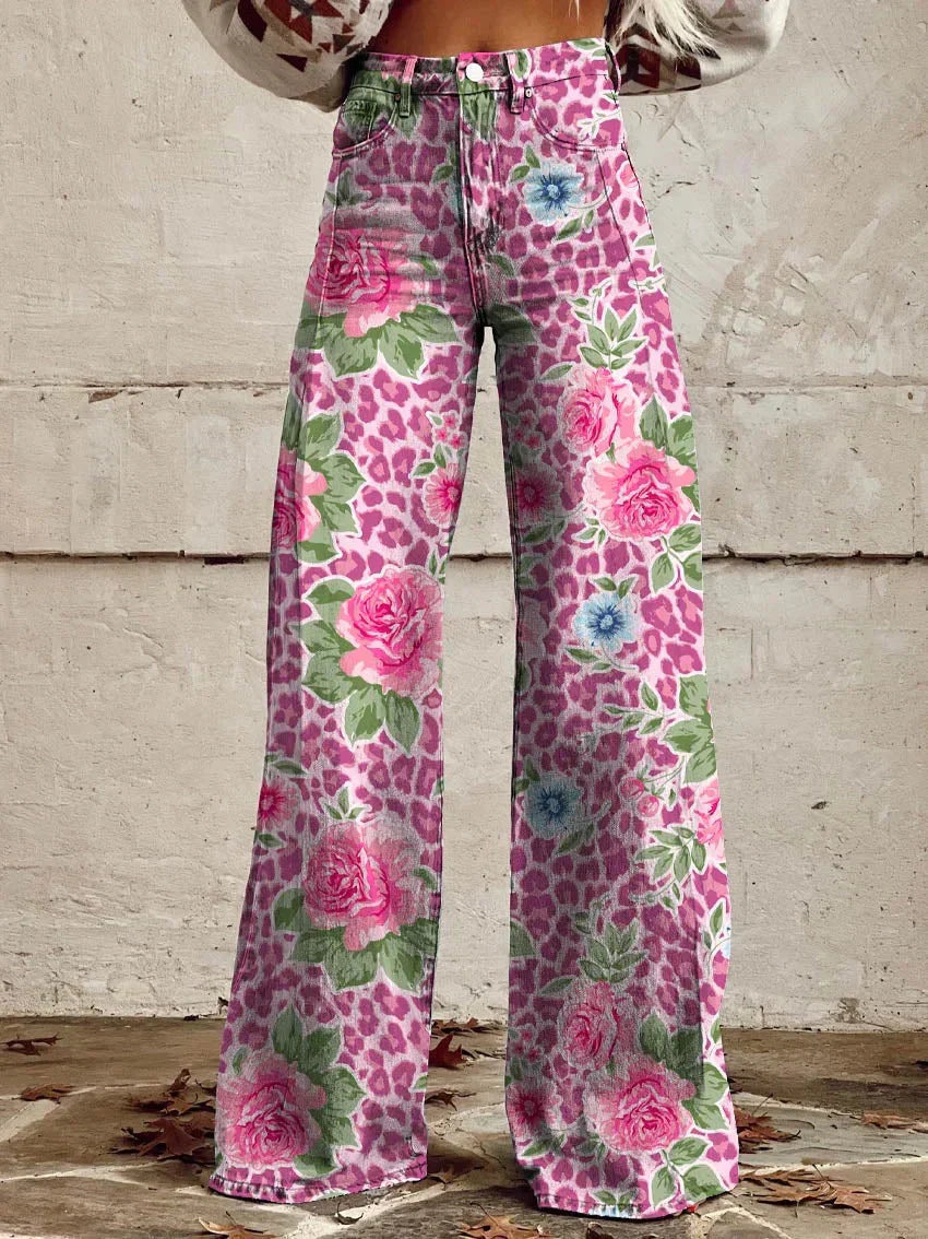 Damen Baggy Jeans Hohe Taille Weites Bein