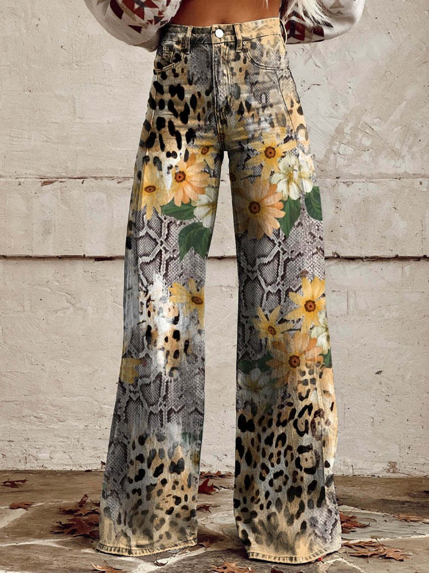Damen Baggy Jeans Hohe Taille Weites Bein