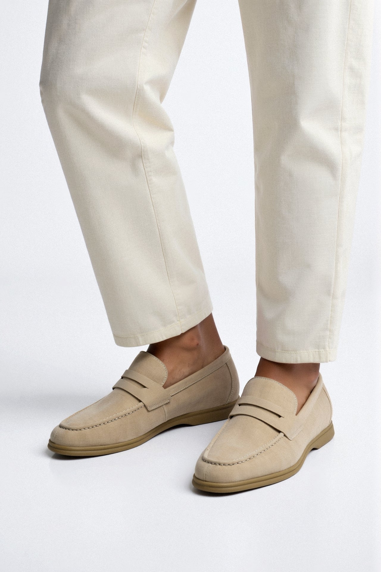 Beige Damen Loafer Leder Elegantes Design