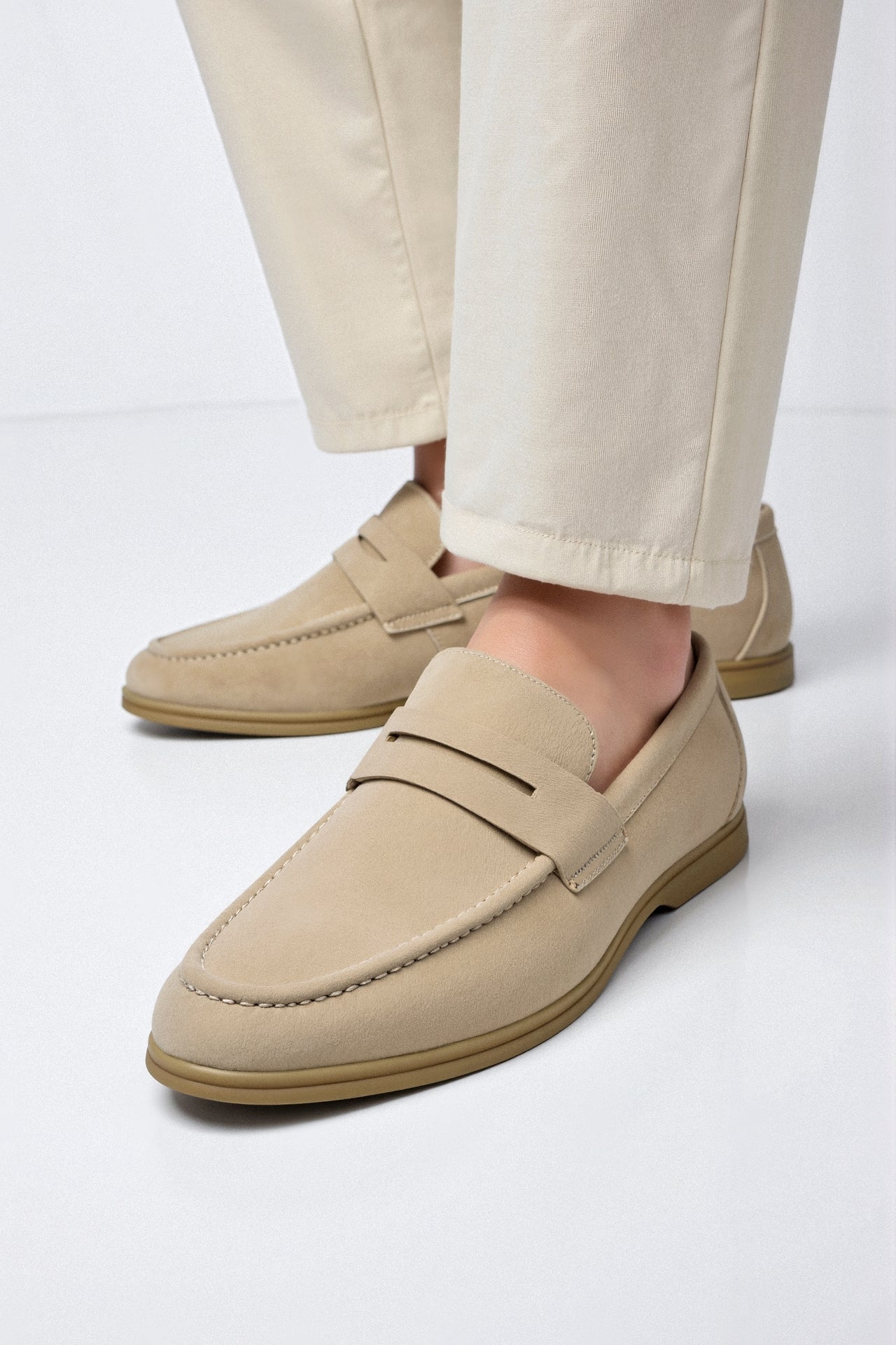 Beige Damen Loafer Leder Elegantes Design