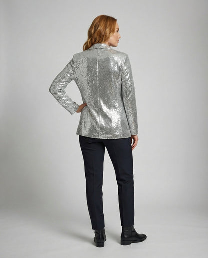 Pailletten Blazer Damen Revers Jacket
