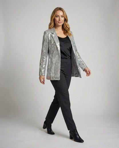 Pailletten Blazer Damen Revers Jacket