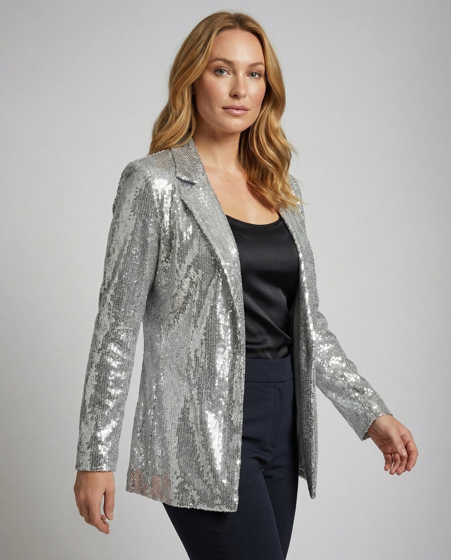 Pailletten Blazer Damen Revers Jacket - Norvielle