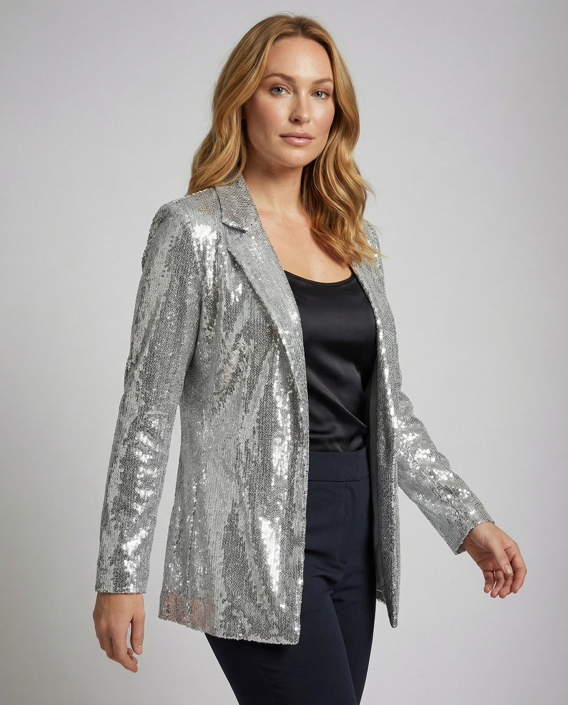 Pailletten Blazer Damen Revers Jacket - Norvielle