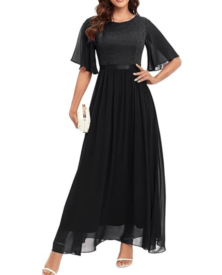 Damen Abendkleid Spitze Norvielle Schwarz - Norvielle