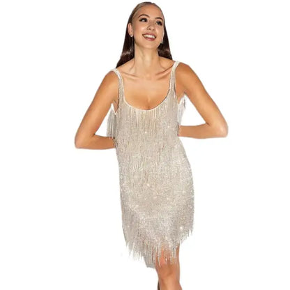 Norvielle Damen Paillettenkleid Fransen