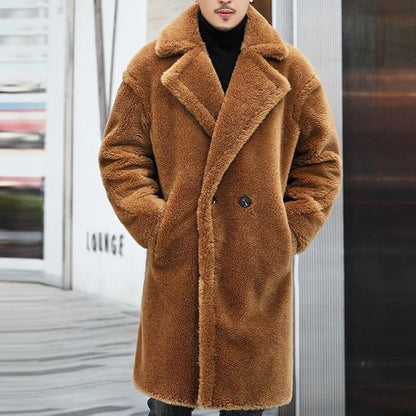 Herren Teddy-Mantel Kuschelweich Stylisch Warm