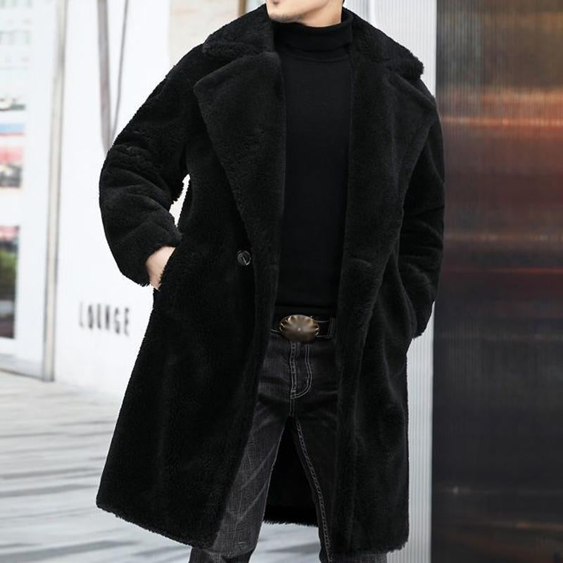Herren Teddy-Mantel Kuschelweich Stylisch Warm