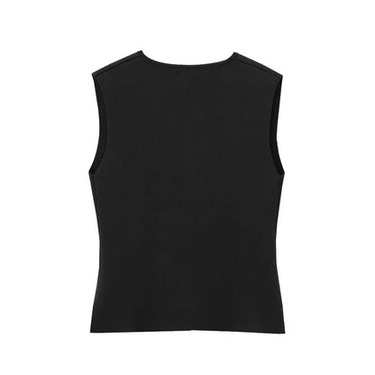 Damen Oberteil Ärmelloses Gilet V-Ausschnitt