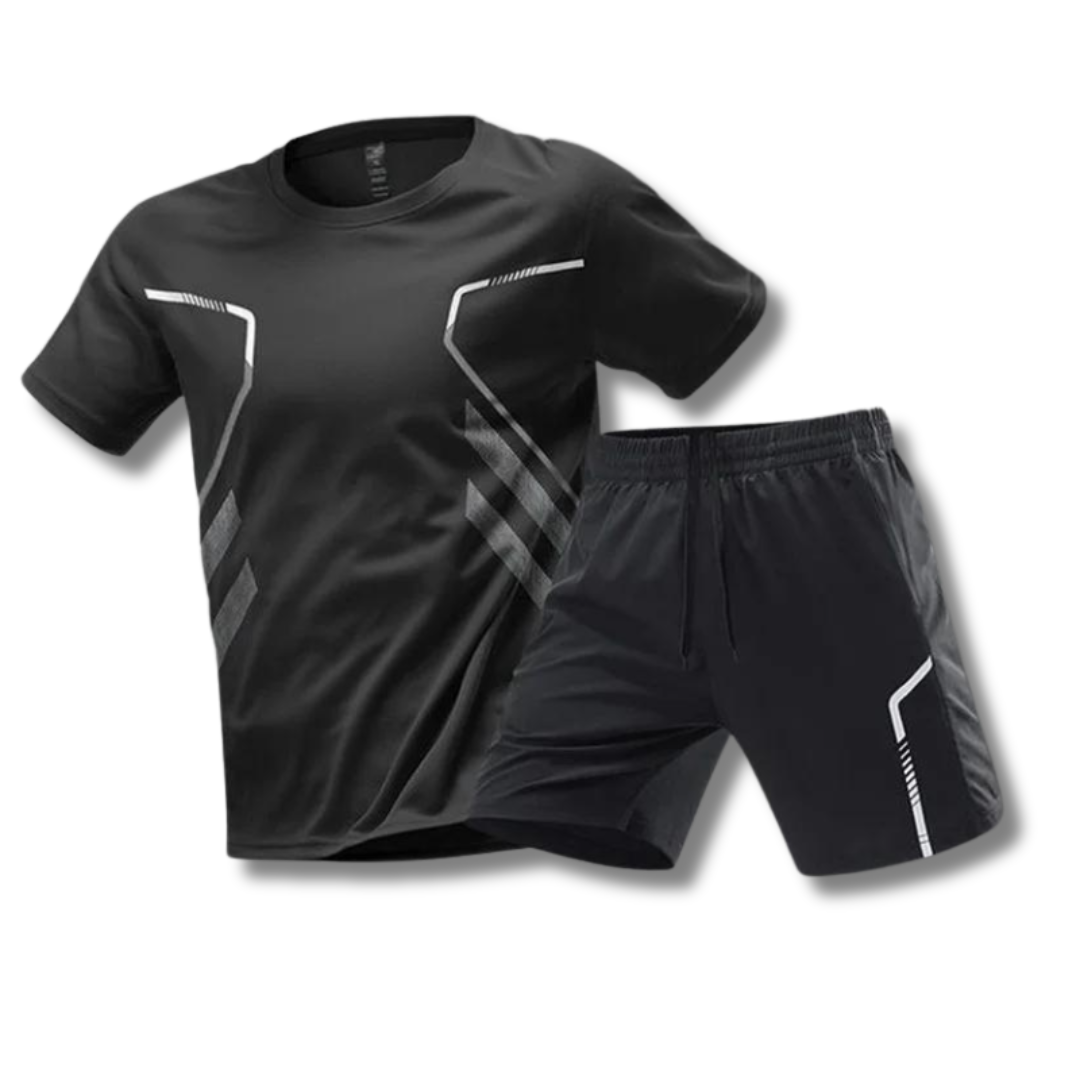 Männer Fitness Set T-Shirt Shorts Baumwolle Grau - Norvielle