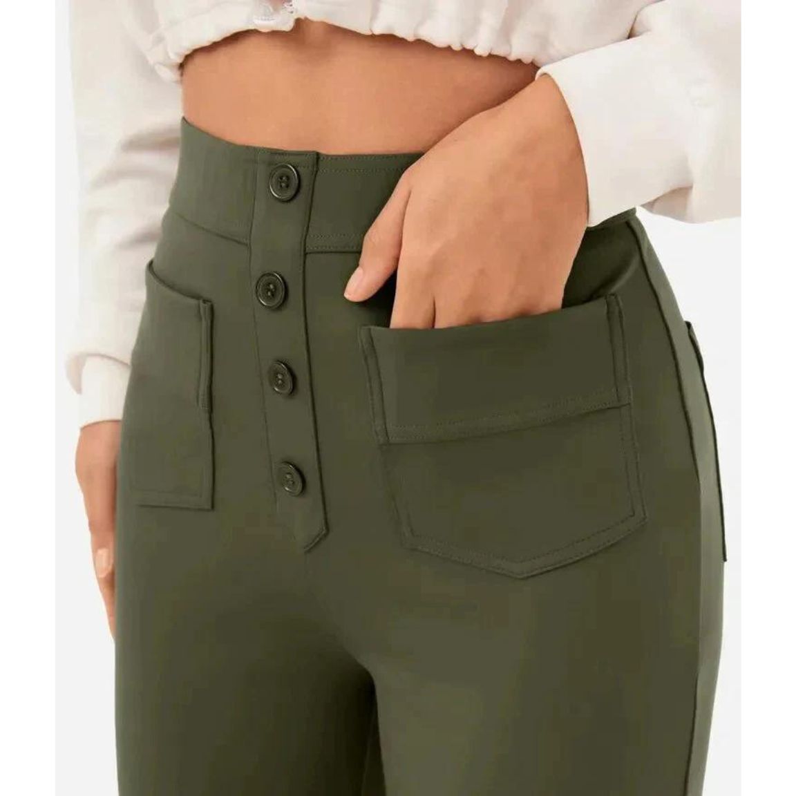 Norvielle Damen Hochtaillenhose Elastisch