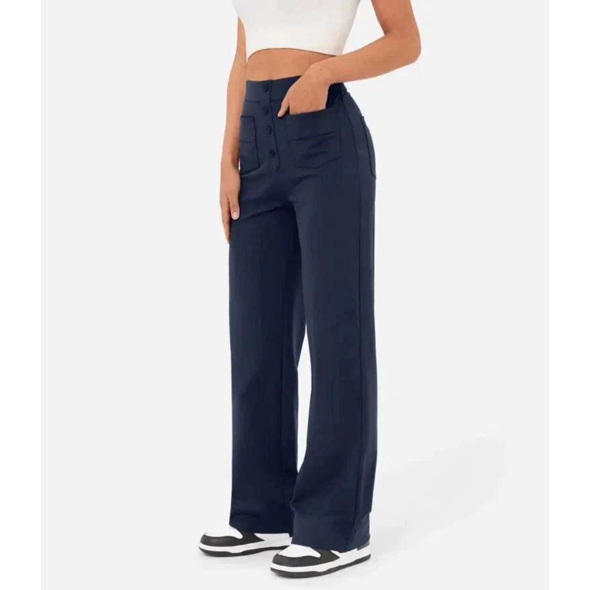 Norvielle Damen Hochtaillenhose Elastisch