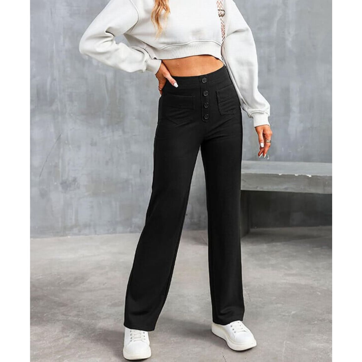 Norvielle Damen Hochtaillenhose Elastisch
