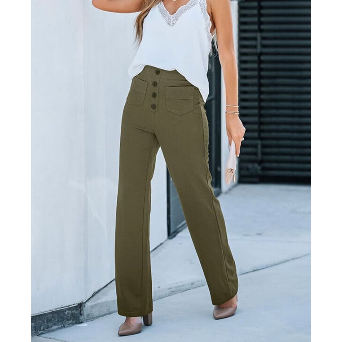 Norvielle Damen Hochtaillenhose Elastisch