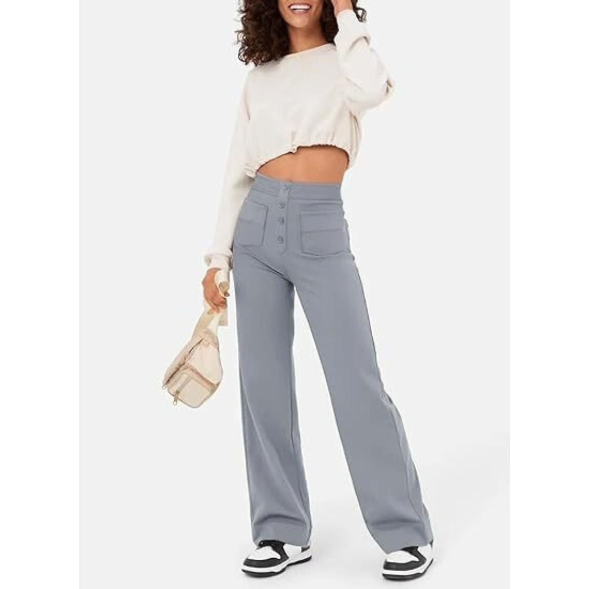 Norvielle Damen Hochtaillenhose Elastisch