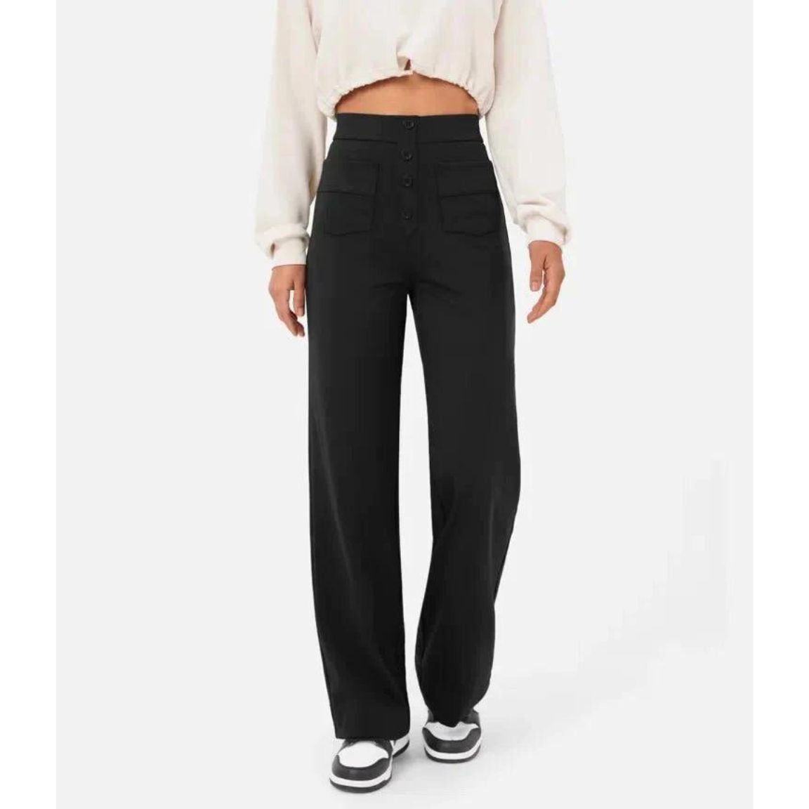 Norvielle Damen Hochtaillenhose Elastisch