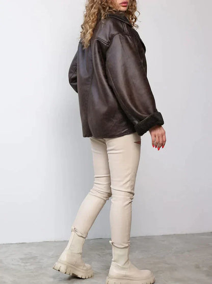 Damen Lederjacke Vintage Lederoberfläche