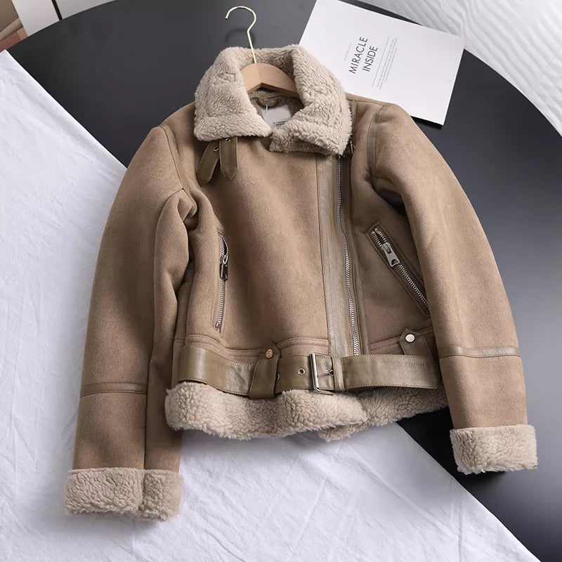Norvielle Damen Winterjacke Wildleder Elegant