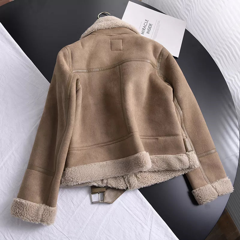 Norvielle Damen Winterjacke Wildleder Elegant