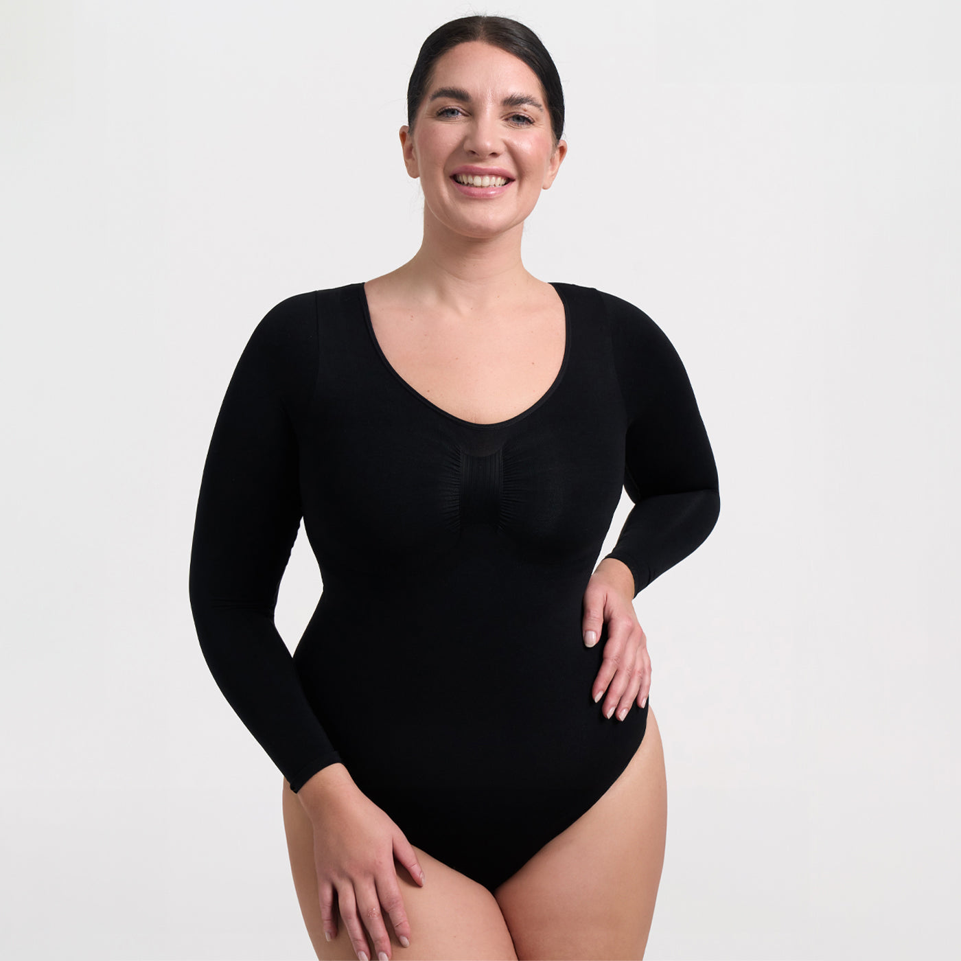 Damen Body Langärmelig Rückenöffnung