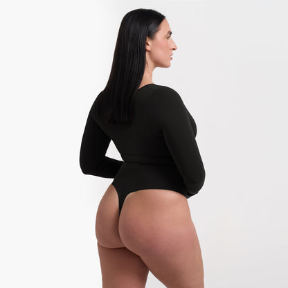 Damen Body Langärmelig Rückenöffnung