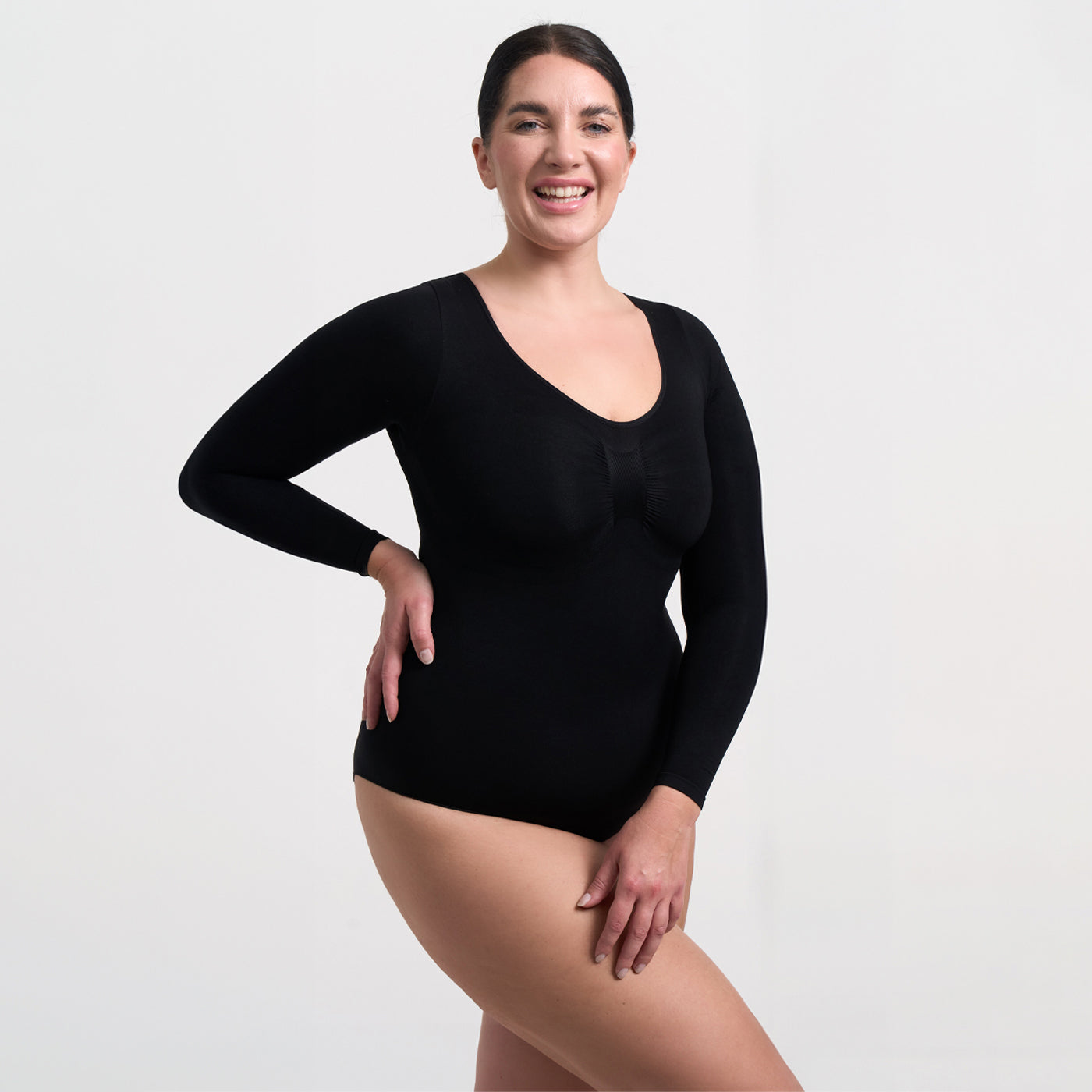 Damen Body Langärmelig Rückenöffnung