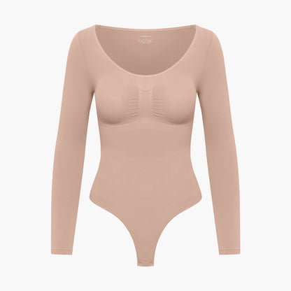 Damen Body Langärmelig Rückenöffnung