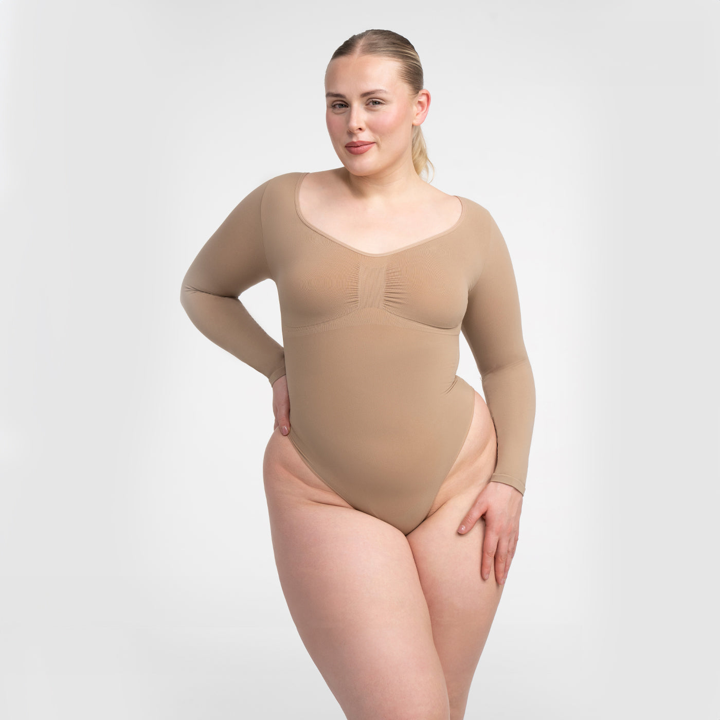 Damen Body Langärmelig Rückenöffnung