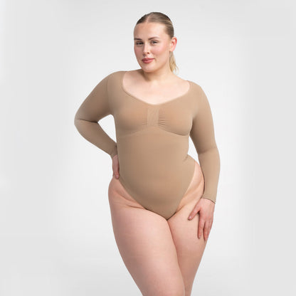 Damen Body Langärmelig Rückenöffnung