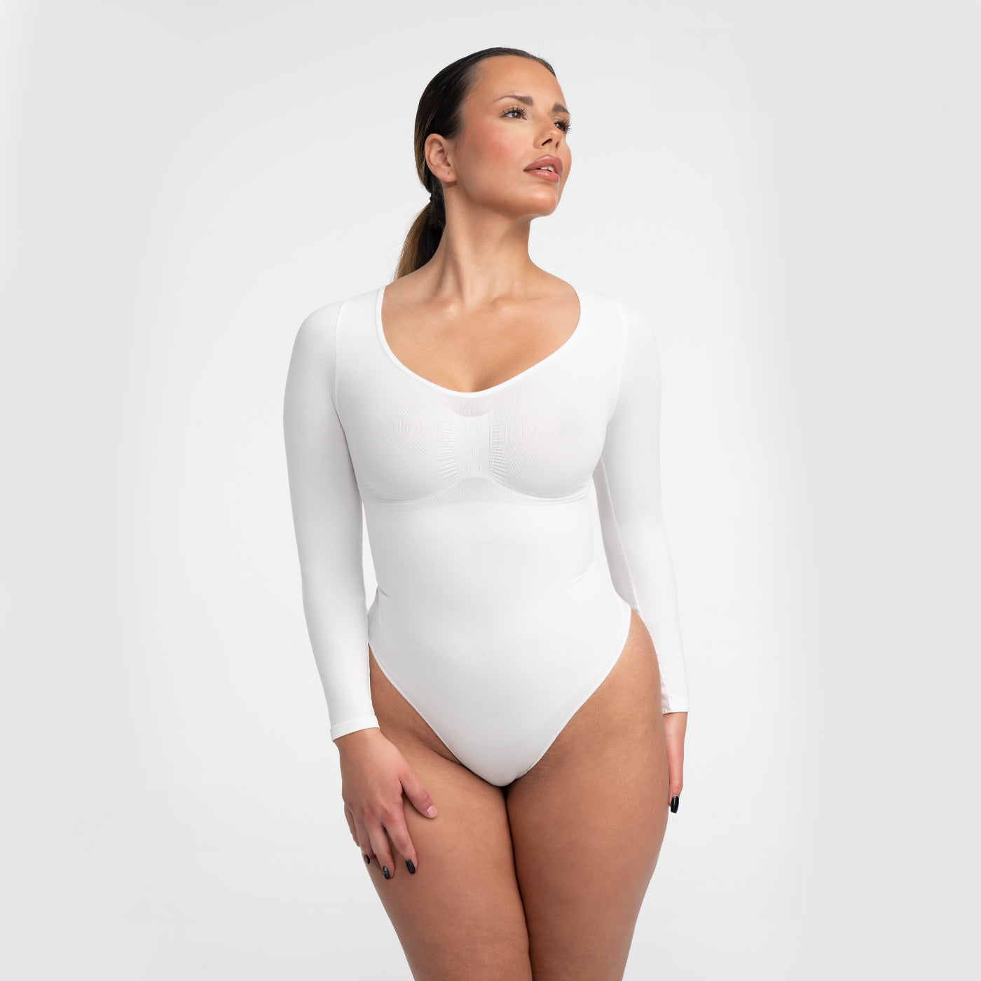 Damen Body Langärmelig Rückenöffnung