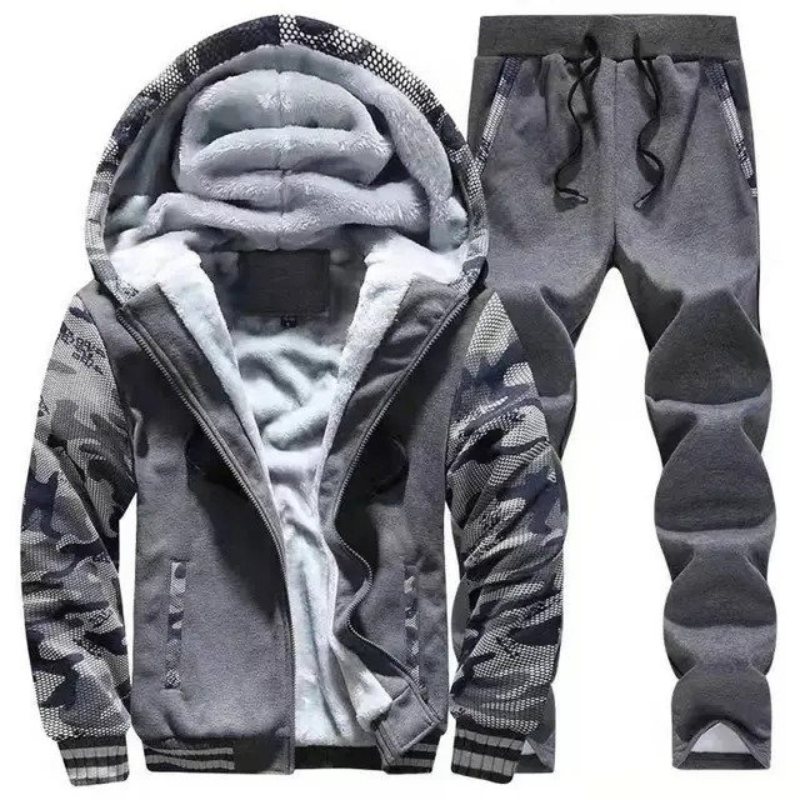 Herren Trainingsanzug Fleece Gefüttert Kapuze