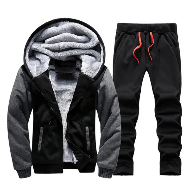 Herren Trainingsanzug Fleece Gefüttert Kapuze